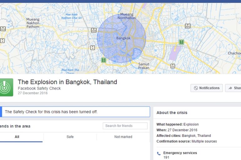Facebook Safety Check triggers false Bangkok bomb scare