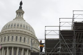 Preparation for the 2017 Presidential Inauguration at the West Front of the US Capitol