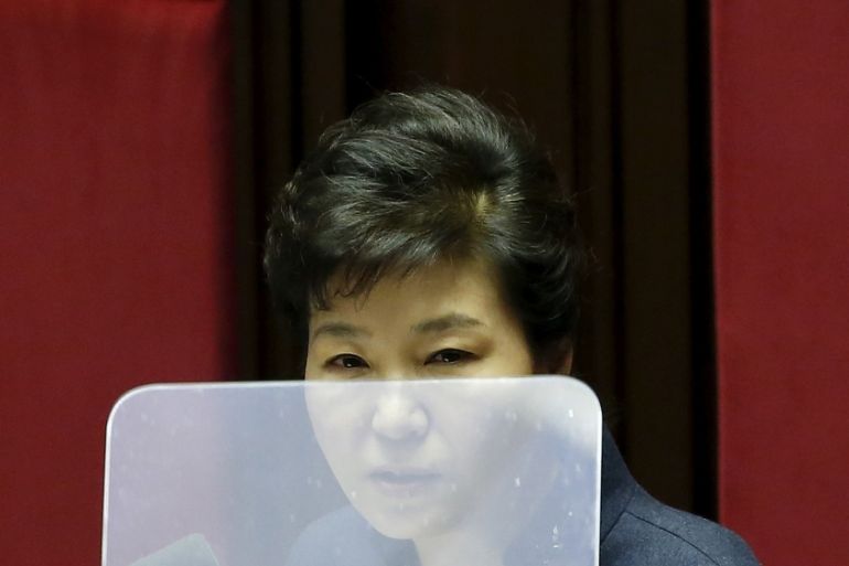 South Korean President Park Geun-hye delivers her speech during a plenary session at the National Assembly in Seoul
