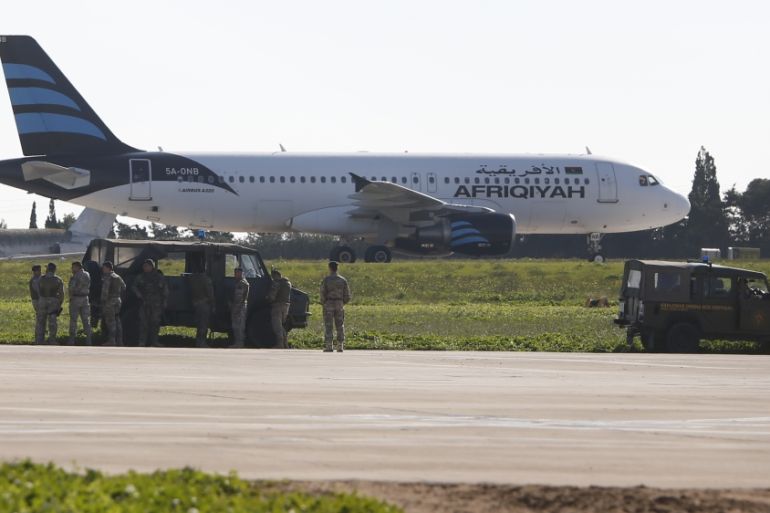 Hijacked Libyan Afriqiyah Airways plane