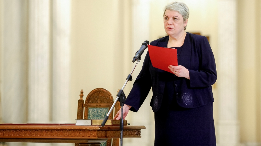 Sevil Shhaideh is sworn in for the position of minister for regional administration and public administration, in Bucharest