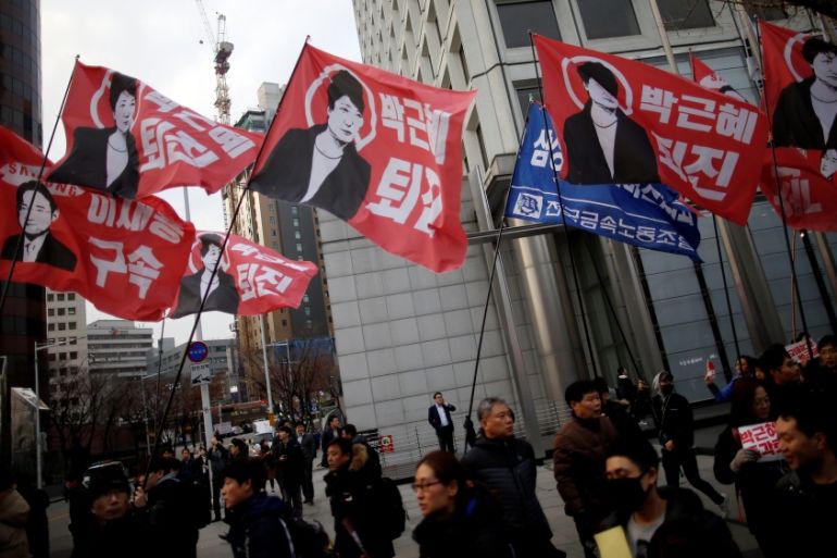 South Korean President Park Geun-hye to step down, in central Seoul