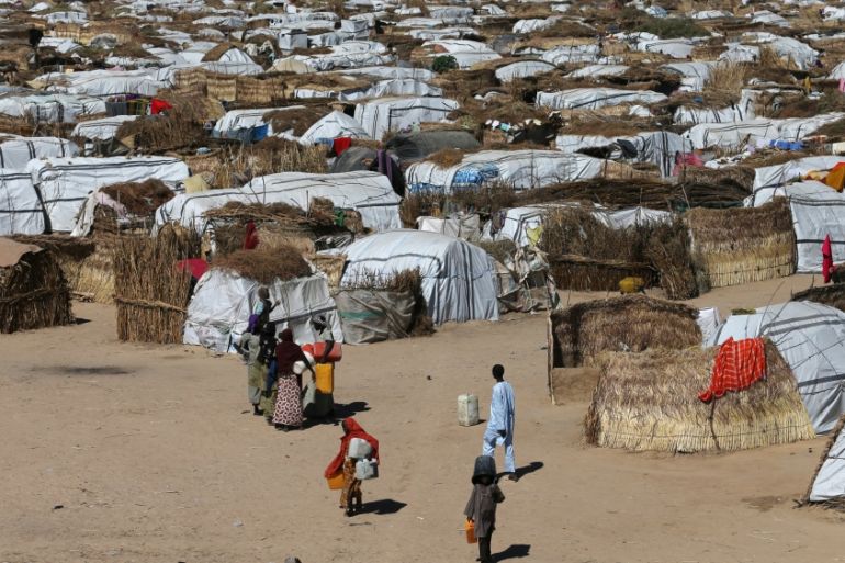 Some people seen moving within their thatched houses at the Muna Internally displace peoples camp in Maiduguri, Nigeria