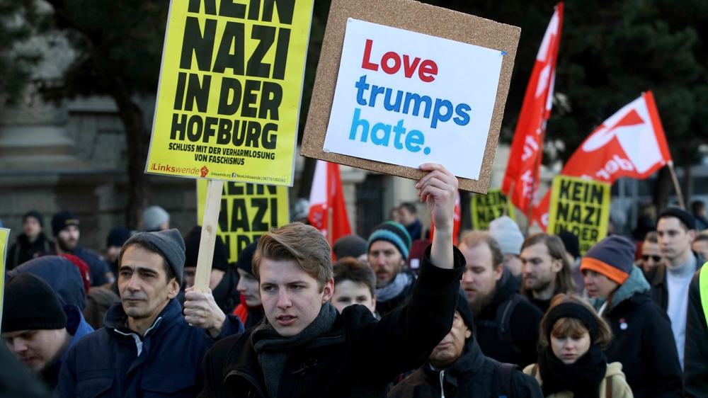 Protesters march against Hofer in Vienna [AP]