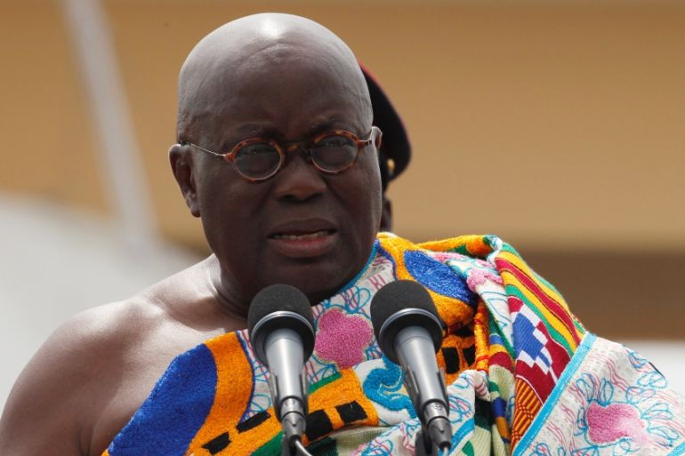 Ghana's President Nana Akufo-Addo speaks during his swearing-in ceremony at Independence Square in Accra