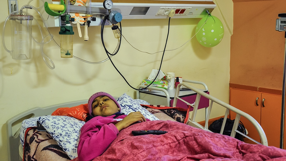 As a side-effect of chemotherapy, Malak's liver enzyme levels have become disrupted, complicating her medical condition [Zena al-Tahhan]