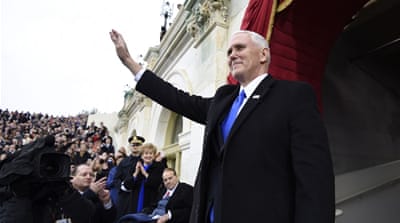Vice President Mike Pence after being sworn-in outside Capitol [Reuters]