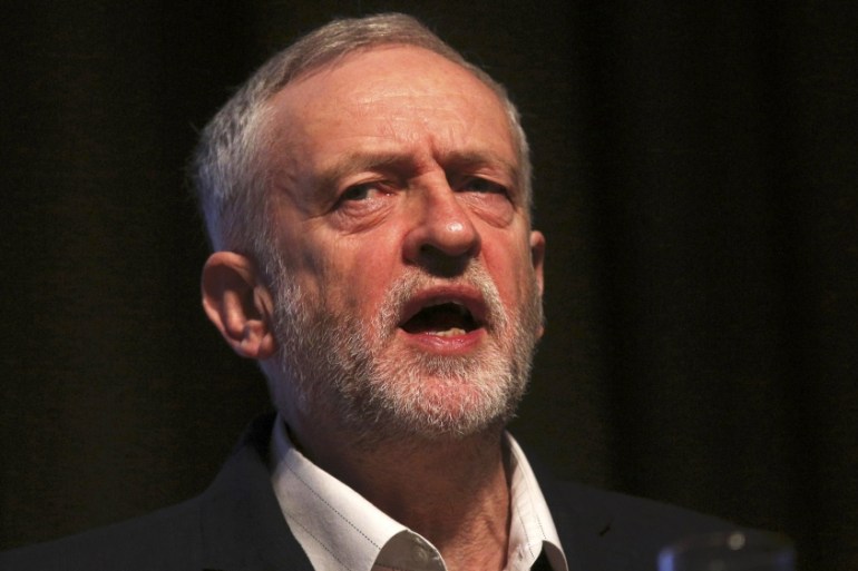 File photo of Britain''s opposition Labour Party leader Jeremy Corbyn reacting after delivering the keynote speech at the Fabian Society new year conference in London