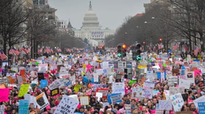 Hundreds of thousands march down Pennsylvania Avenue during the Women's March in Washington, DC, on January 21 [Reuters /Bryan Woolston]