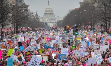 Hundreds of thousands march down Pennsylvania Avenue during the Women''s March in Washington