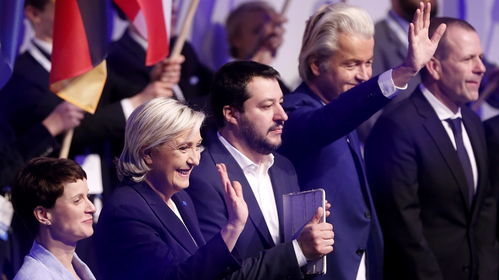 Italian Interior Minister and co-Deputy Prime Minister Matteo Salvini, centre, will attempt to bring far-right and nationalist parties under one family - the European Alliance of People and Nations [Michael Probst/The Associated Press]