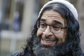 Shaker Aamer speaks as he is reunited with detainees from Guantanamo outside the U.S. Embassy in London