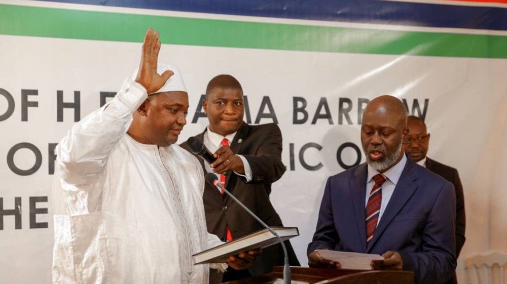 Barrow took the oath of office at The Gambia's embassy in Dakar [Reuters]