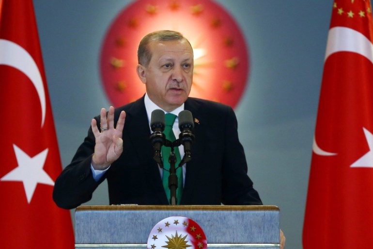 Turkish President Recep Tayyip Erdogan meeting of the Platform of the Judicial Unity