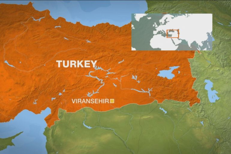 Turkey map showing Viransehir town