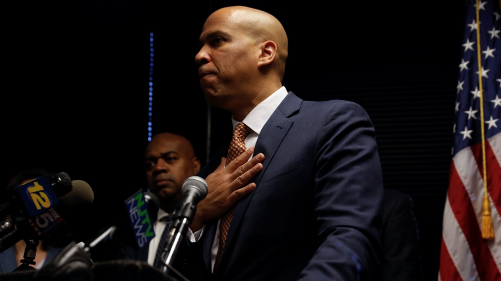 Booker, right, is a Senator from New Jersey [File: Mike Segar/Reuters]