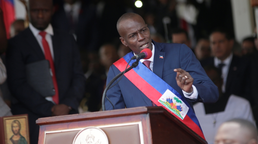 Moise gives a speech during the inauguration at the National Palace in Port-au-Prince [Andres Martinez Casares/Reuters]