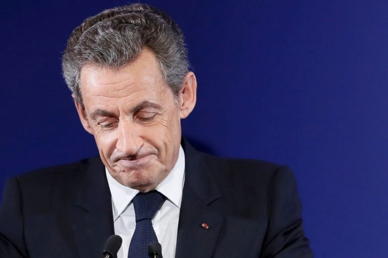 FILE PHOTO: Nicolas Sarkozy, former French president, at his headquarters in Paris