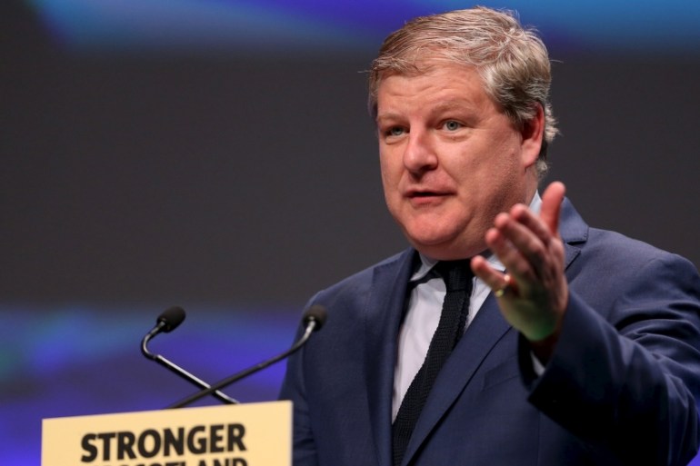 Angus Robertson makes a speech during the Scottish National Party''s annual conference in Aberdeen, Scotland