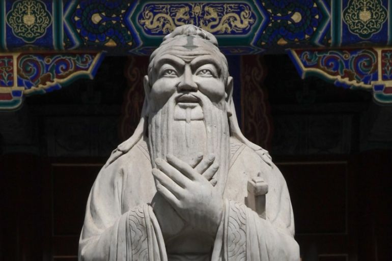 Statues and images of Confucius at Confucian Temple in Beijing