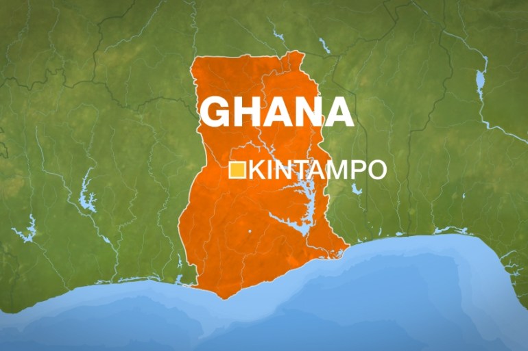 Ghana map showing Kintampo town