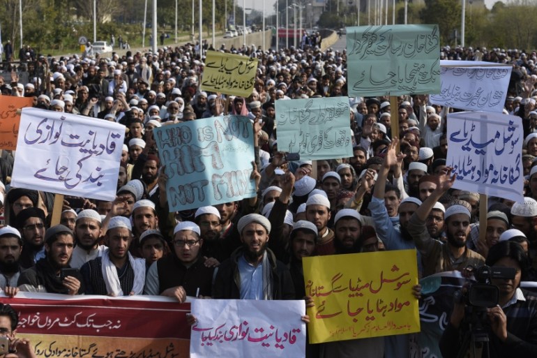 Protest against blasphemous contents on social media