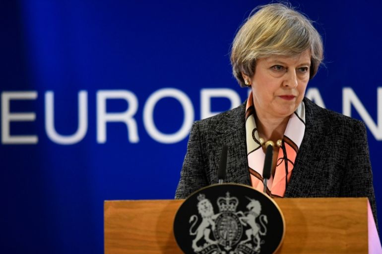 Britain''s Prime Minister Theresa May attends a news conference during the EU Summit in Brussels