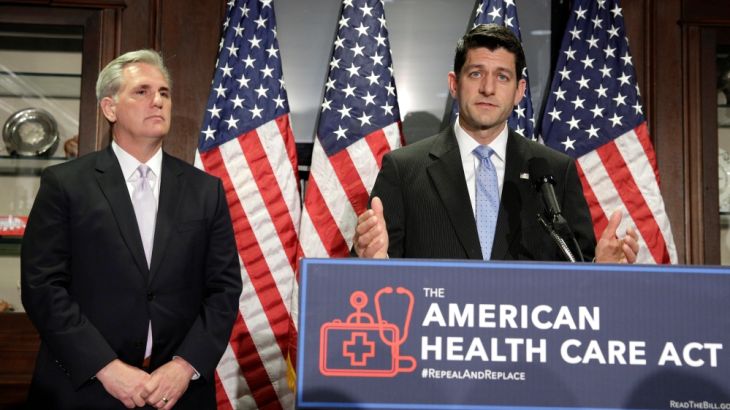 Speaker of the House Paul Ryan (R-WI) and House Majority Leader Kevin McCarthy (R-CA) speak about the American Health Care Act, the Republican replacement to Obamacare, in Washington
