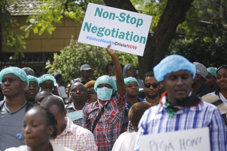 Kenyan doctors and healthcare workers protest