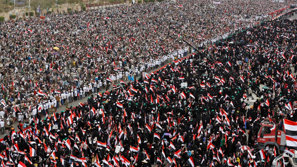 Saleh  made a brief appearance to cheers from his supporters as the crowd began to disperse on Sunday   [Reuters]