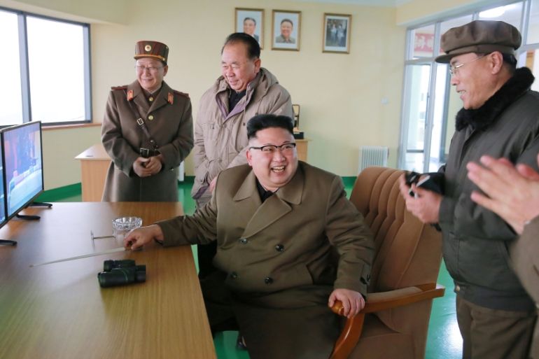 North Korean leader Kim Jong Un watched the ground jet test of a Korean-style high-thrust engine newly developed by the Academy of the National Defence Science