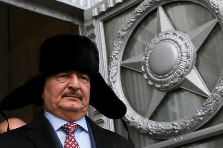 Libyan General Haftar leaves after meeting Russian Foreign Minister Lavrov in Moscow