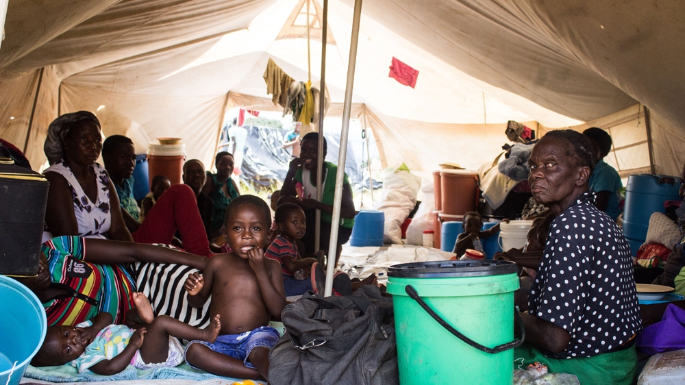Inside one of the tents at Sipepa Rural Hospital where those displaced by floods have been offered temporary shelter [Tendai Marima/Al Jazeera]