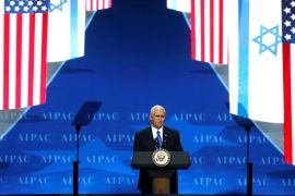 U.S. Vice President Mike Pence speaks at the American Israel Public Affairs Committee (AIPAC) policy conference in Washington