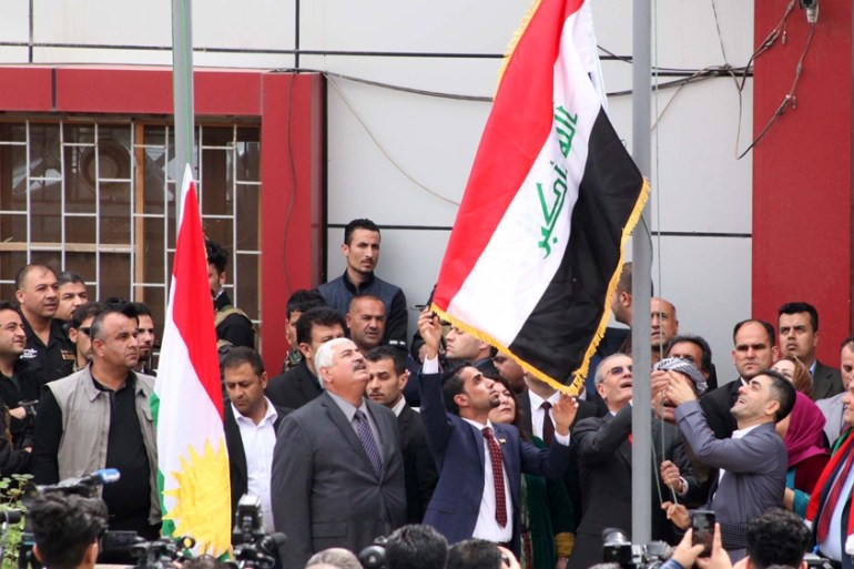 Kurdish and Iraqi government flag