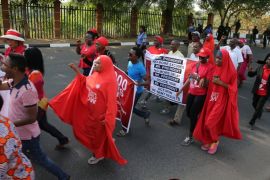 FILE PHOTO: Members of the #BringBackOurGirls campaign rally in Nigeria''s capital Abuja to mark 1,000 days since over 200 schoolgirls were kidnapped from their secondary school in Chibok by Islamist
