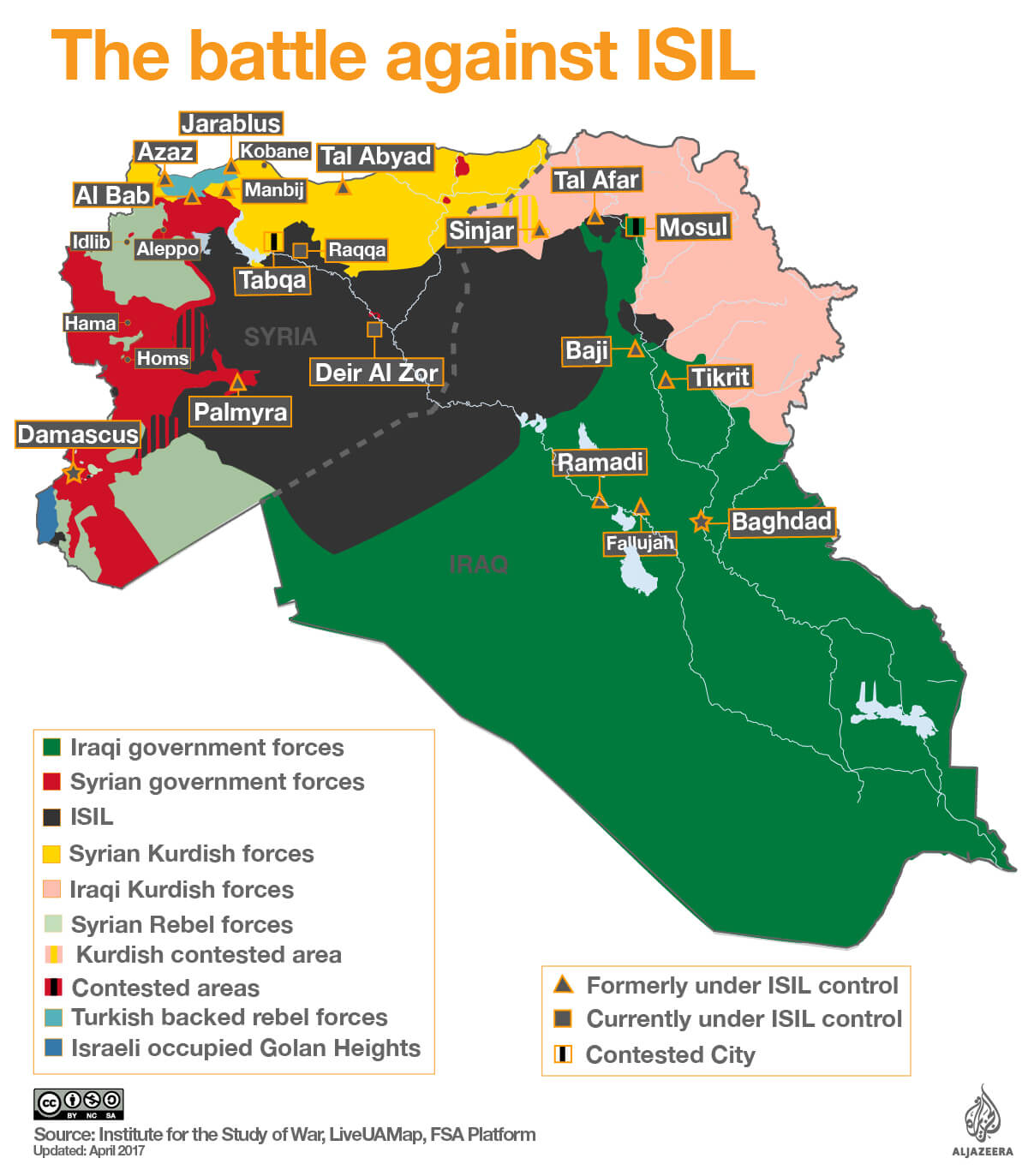 Map of ISIL control in Syria and Iraq [Al Jazeera]