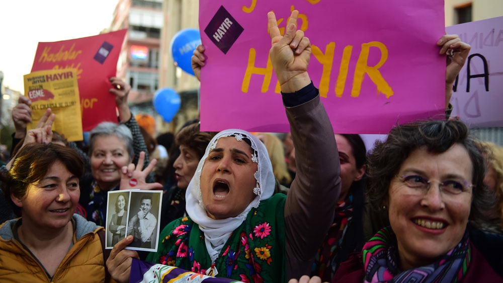 Turkish women march in support of the 