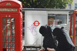 File photo of women wearing full-face veils as they shop in London