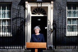 Britain''s Prime Minister Theresa May speaks to the media outside 10 Downing Street