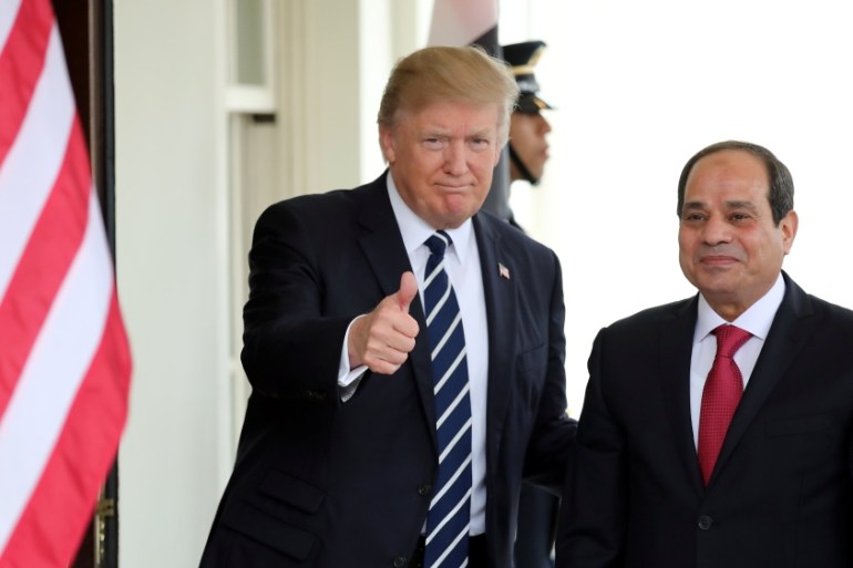 U.S. President Donald Trump welcomes Egypt''s President Abdel Fattah al-Sisi at the White House in Washington, U.S.
