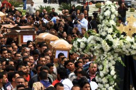 Funeral of an Egyptian Copts who died in Alexandria''s explosion