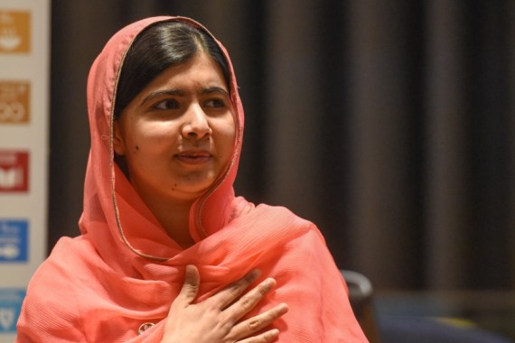 Malala Yousafzai attends a ceremony after being selected a United Nations messenger of peace in New York