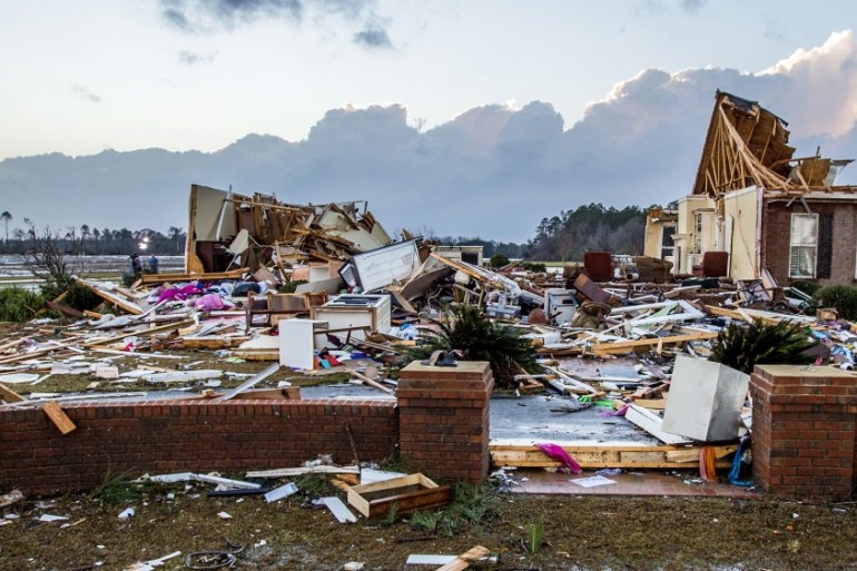 Deadly tornado damage Adel, Georgia U.S.
