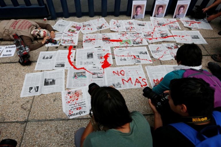 Journalists and activist protest against the murder of the Mexican journalist Miroslava Breach, outside the Attorney General''s Office (PGR) in Mexico City, Mexico