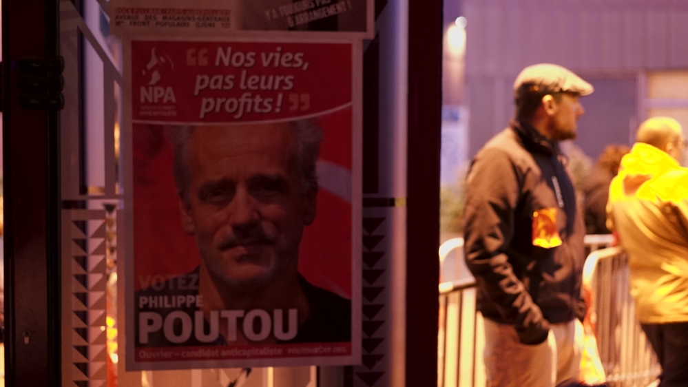 Poutou polls at only 2 percent but his supporters hope to build on that support after the election [Shafik Mandhai/Al Jazeera]