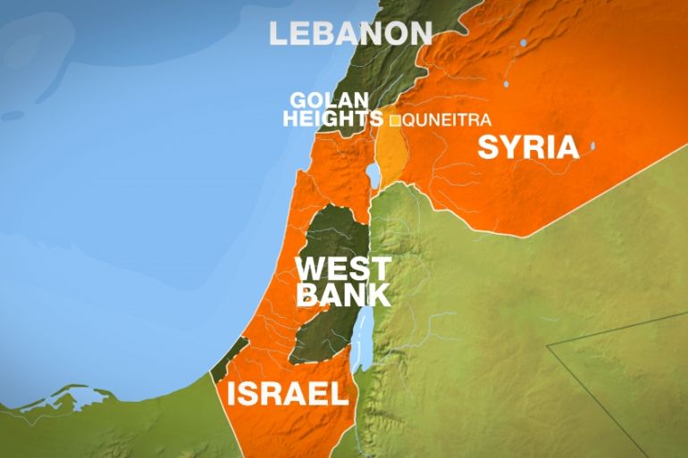 Map of Syria showing Quneitra in Golan Heights