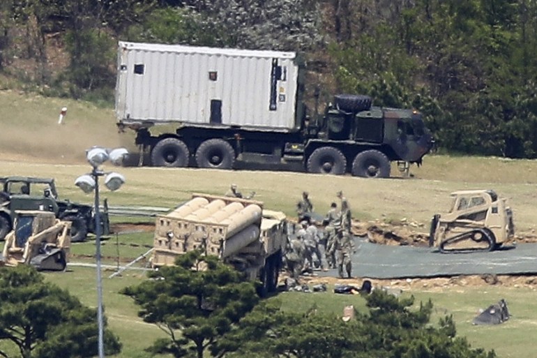 THAAD deployed in a golf course in South Korea''s southeastern county of Seongju