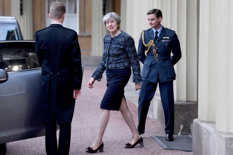Britain''s Prime Minister Theresa May leaves Buckingham Palace after meeting Queen Elizabeth after Parliament was dissolved ahead of the general election in London