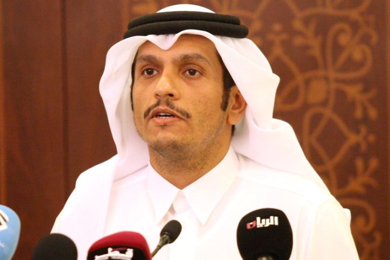 Qatar''s Foreign Minister Sheikh Mohammed bin Abdulrahman al-Thani attends a news conference in Doha